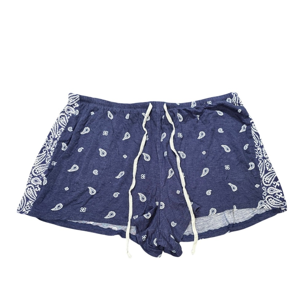 Simply Vera Vera Wang Pajama Shorts Women's Size L Navy Paisley Bandana Print